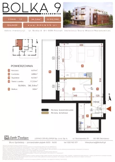 2 pokoje, mieszkanie 36,34 m², piętro 2, oferta nr 12, Bolka 9, Poznań, Naramowice, ul. Bolka 9