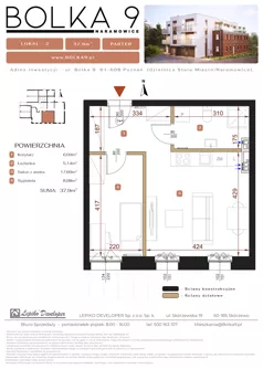 2 pokoje, mieszkanie 37,90 m², parter, oferta nr 2, Bolka 9, Poznań, Naramowice, ul. Bolka 9