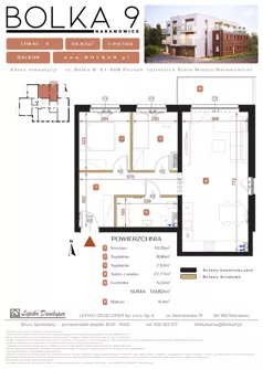 3 pokoje, mieszkanie 59,82 m², piętro 1, oferta nr 4, Bolka 9, Poznań, Naramowice, ul. Bolka 9