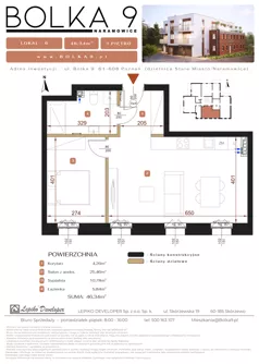 2 pokoje, mieszkanie 46,34 m², piętro 1, oferta nr 6, Bolka 9, Poznań, Naramowice, ul. Bolka 9