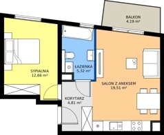 2 pokoje, mieszkanie 42,30 m², piętro 1, oferta nr 20, Dobrego Pasterza 53, Kraków, Prądnik Czerwony, Dobrego Pasterza 53