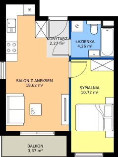 2 pokoje, mieszkanie 35,87 m², piętro 1, oferta nr 13, Dobrego Pasterza 53, Kraków, Prądnik Czerwony, Dobrego Pasterza 53