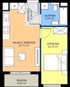 2 pokoje, mieszkanie 32,96 m², piętro 2, oferta nr 26, Dobrego Pasterza 53, Kraków, Prądnik Czerwony, Dobrego Pasterza 53