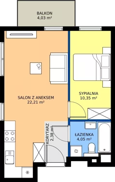 2 pokoje, mieszkanie 38,99 m², piętro 1, oferta nr 14, Dobrego Pasterza 53, Kraków, Prądnik Czerwony, Dobrego Pasterza 53