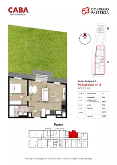 2 pokoje, mieszkanie 40,75 m², parter, oferta nr 4, Dobrego Pasterza 53, Kraków, Prądnik Czerwony, Dobrego Pasterza 53