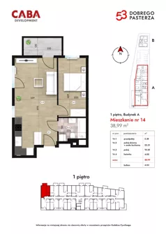 2 pokoje, mieszkanie 38,99 m², piętro 1, oferta nr 14, Dobrego Pasterza 53, Kraków, Prądnik Czerwony, Dobrego Pasterza 53