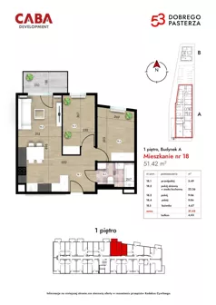 3 pokoje, mieszkanie 51,42 m², piętro 1, oferta nr 18, Dobrego Pasterza 53, Kraków, Prądnik Czerwony, Dobrego Pasterza 53