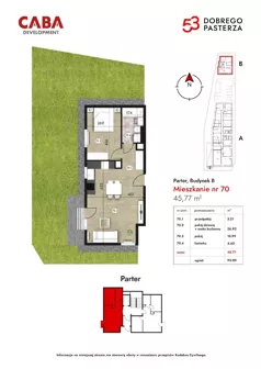 2 pokoje, mieszkanie 47,57 m², parter, oferta nr 1, Dobrego Pasterza 53, Kraków, Prądnik Czerwony, Dobrego Pasterza 53