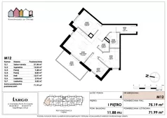 4 pokoje, mieszkanie 71,99 m², piętro 1, oferta nr M12, Kamieniczki za Strugą, Rumia,  ul. Kosynierów