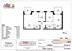 4 pokoje, mieszkanie 91,79 m², piętro 1, oferta nr M23, Kamieniczki za Strugą, Rumia,  ul. Kosynierów