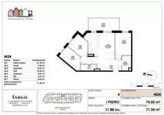 4 pokoje, mieszkanie 71,34 m², piętro 1, oferta nr M24, Kamieniczki za Strugą, Rumia,  ul. Kosynierów