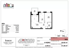 3 pokoje, mieszkanie 51,20 m², piętro 2, oferta nr M36, Kamieniczki za Strugą, Rumia,  ul. Kosynierów