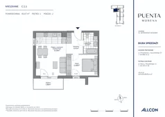 2 pokoje, mieszkanie 46,67 m², piętro 1, oferta nr C.1.1, Puenta Morena, Gdańsk, Piecki-Migowo, ul. Morenowe Wzgórze 36, 38a, 38b