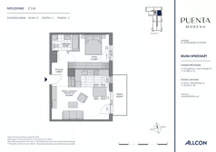 2 pokoje, mieszkanie 49,46 m², piętro 1, oferta nr C.1.4, Puenta Morena, Gdańsk, Piecki-Migowo, ul. Morenowe Wzgórze 36, 38a, 38b
