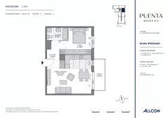 2 pokoje, apartament 49,42 m², piętro 3, oferta nr C.3.4, Puenta Morena, Gdańsk, Piecki-Migowo, ul. Morenowe Wzgórze 36, 38a, 38b