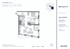 3 pokoje, apartament 71,10 m², piętro 7, oferta nr A.8.3, SKYCITY Gdynia, Gdynia, Wzgórze Św. Maksymiliana, ul. Kielecka