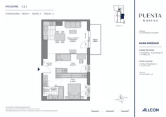 3 pokoje, mieszkanie 58,06 m², parter, oferta nr C.0.1, Puenta Morena, Gdańsk, Piecki-Migowo, ul. Morenowe Wzgórze 36, 38a, 38b