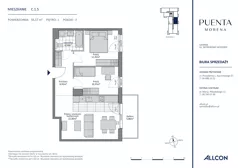 3 pokoje, mieszkanie 56,57 m², piętro 1, oferta nr C.1.5, Puenta Morena, Gdańsk, Piecki-Migowo, ul. Morenowe Wzgórze 36, 38a, 38b