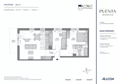 3 pokoje, mieszkanie 63,39 m², piętro 1, oferta nr Db.1.4, Puenta Morena, Gdańsk, Piecki-Migowo, ul. Morenowe Wzgórze 36, 38a, 38b