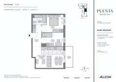 3 pokoje, apartament 56,60 m², piętro 3, oferta nr C.3.5, Puenta Morena, Gdańsk, Piecki-Migowo, ul. Morenowe Wzgórze 36, 38a, 38b