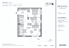 3 pokoje, apartament 61,90 m², piętro 2, oferta nr Da.2.2, Puenta Morena, Gdańsk, Piecki-Migowo, ul. Morenowe Wzgórze 36, 38a, 38b