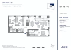 4 pokoje, apartament 100,42 m², piętro 13, oferta nr A.14.1, SKYCITY Gdynia, Gdynia, Wzgórze Św. Maksymiliana, ul. Kielecka
