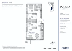 4 pokoje, mieszkanie 85,41 m², piętro 1, oferta nr C.1.7, Puenta Morena, Gdańsk, Piecki-Migowo, ul. Morenowe Wzgórze 36, 38a, 38b