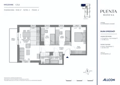 4 pokoje, apartament 69,82 m², piętro 3, oferta nr C.3.2, Puenta Morena, Gdańsk, Piecki-Migowo, ul. Morenowe Wzgórze 36, 38a, 38b