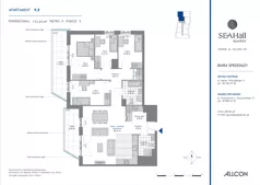 5 pokoi, mieszkanie 112,54 m², piętro 9, oferta nr 9.8, SEAHall, Gdańsk, Wrzeszcz, al. Generała Hallera 169