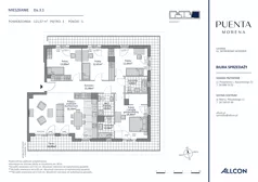 5 pokoi, mieszkanie 121,57 m², piętro 3, oferta nr Da.3.1, Puenta Morena, Gdańsk, Piecki-Migowo, ul. Morenowe Wzgórze 36, 38a, 38b