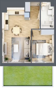2 pokoje, mieszkanie 42,43 m², parter, oferta nr A.0.10, Linea, Gdańsk, Jasień, Morena, ul. Kiedrowskiego