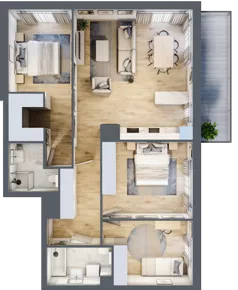 4 pokoje, mieszkanie 90,71 m², piętro 4, oferta nr A.4.3, Linea, Gdańsk, Jasień, Morena, ul. Kiedrowskiego