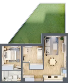 3 pokoje, mieszkanie 56,36 m², parter, oferta nr A.0.5, Linea, Gdańsk, Jasień, Morena, ul. Kiedrowskiego