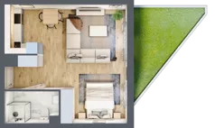 1 pokój, mieszkanie 39,71 m², parter, oferta nr A.0.4, Linea, Gdańsk, Jasień, Morena, ul. Kiedrowskiego