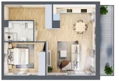 2 pokoje, mieszkanie 51,26 m², piętro 1, oferta nr B.1.12, Linea, Gdańsk, Jasień, Morena, ul. Kiedrowskiego