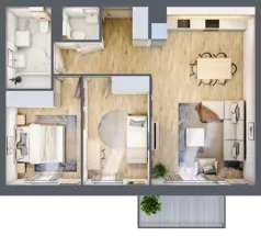 3 pokoje, mieszkanie 61,82 m², piętro 3, oferta nr D.3.2, Nowa Dąbrowa, Gdynia, Dąbrowa, ul. Rdestowa