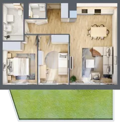 3 pokoje, mieszkanie 61,39 m², parter, oferta nr D.0.2, Nowa Dąbrowa, Gdynia, Dąbrowa, ul. Rdestowa