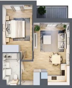 2 pokoje, mieszkanie 39,75 m², piętro 2, oferta nr D.2.5, Nowa Dąbrowa, Gdynia, Dąbrowa, ul. Rdestowa
