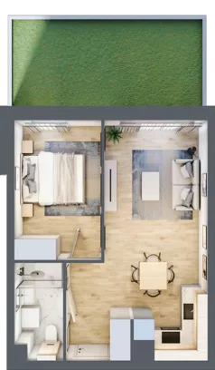 2 pokoje, mieszkanie 38,12 m², parter, oferta nr D.0.3, Nowa Dąbrowa, Gdynia, Dąbrowa, ul. Rdestowa