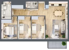 4 pokoje, mieszkanie 75,88 m², piętro 1, oferta nr D.1.12, Nowa Dąbrowa, Gdynia, Dąbrowa, ul. Rdestowa