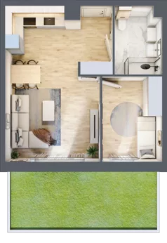 2 pokoje, mieszkanie 44,33 m², parter, oferta nr D.0.1, Nowa Dąbrowa, Gdynia, Dąbrowa, ul. Rdestowa