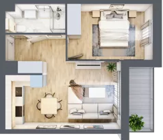 2 pokoje, mieszkanie 38,07 m², piętro 4, oferta nr E.4.2, Nowa Dąbrowa, Gdynia, Dąbrowa, ul. Rdestowa