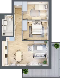 3 pokoje, mieszkanie 59,37 m², piętro 1, oferta nr E.1.8, Nowa Dąbrowa, Gdynia, Dąbrowa, ul. Rdestowa