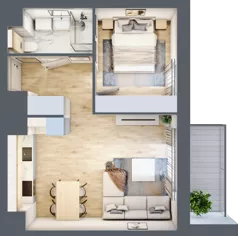 2 pokoje, mieszkanie 39,83 m², piętro 2, oferta nr E.2.1, Nowa Dąbrowa, Gdynia, Dąbrowa, ul. Rdestowa