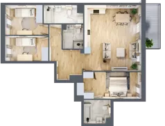 4 pokoje, mieszkanie 95,35 m², piętro 6, oferta nr E.6.2, Nowa Dąbrowa, Gdynia, Dąbrowa, ul. Rdestowa