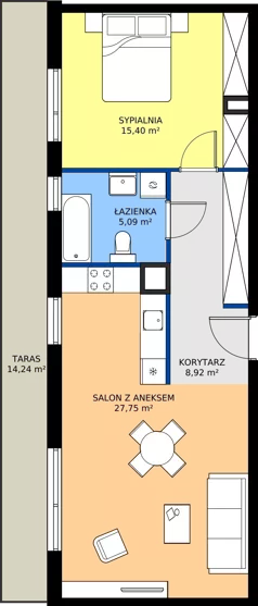 2 pokoje, apartament 57,16 m², piętro 4, oferta nr C.4.5, Puenta Morena, Gdańsk, Piecki-Migowo, ul. Morenowe Wzgórze 36, 38a, 38b