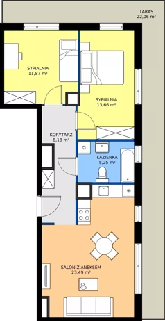 3 pokoje, apartament 62,45 m², piętro 4, oferta nr C.4.2, Puenta Morena, Gdańsk, Piecki-Migowo, ul. Morenowe Wzgórze 36, 38a, 38b