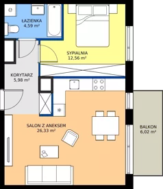 2 pokoje, apartament 49,46 m², piętro 1, oferta nr C.1.4, Puenta Morena, Gdańsk, Piecki-Migowo, ul. Morenowe Wzgórze 36, 38a, 38b