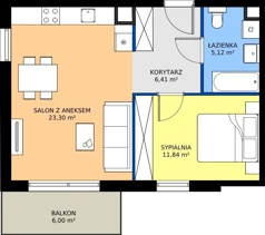 2 pokoje, mieszkanie 46,67 m², piętro 3, oferta nr C.3.1, Puenta Morena, Gdańsk, Piecki-Migowo, ul. Morenowe Wzgórze 36, 38a, 38b