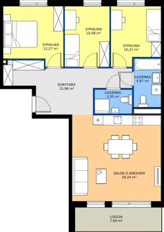 4 pokoje, mieszkanie 85,01 m², piętro 1, oferta nr Db.1.1, Puenta Morena, Gdańsk, Piecki-Migowo, ul. Morenowe Wzgórze 36, 38a, 38b